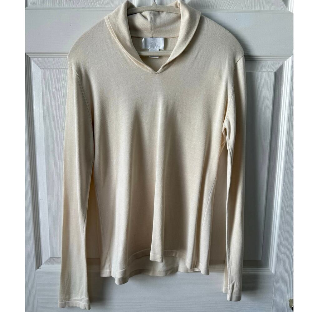 Vintage Y2K Soft Surroundings Silk‎ Cotton Shawl Collar Sweater Womens L Luxury